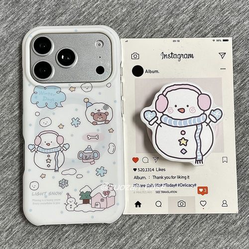 苹果17pro卡通小雪人磁吸手机壳