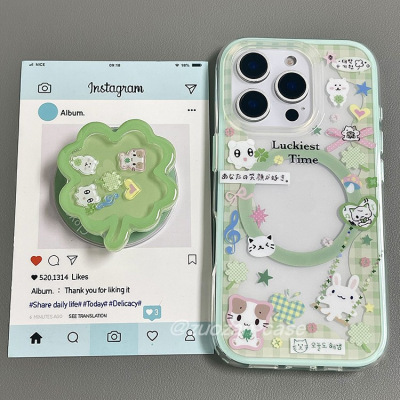 苹果16proins风四叶草手机壳