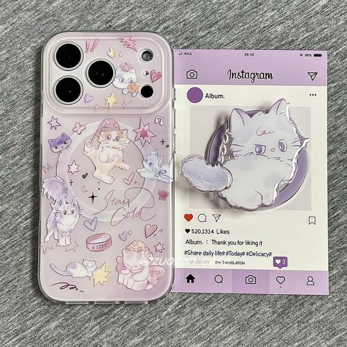 苹果17pro卡通猫猫磁吸手机壳