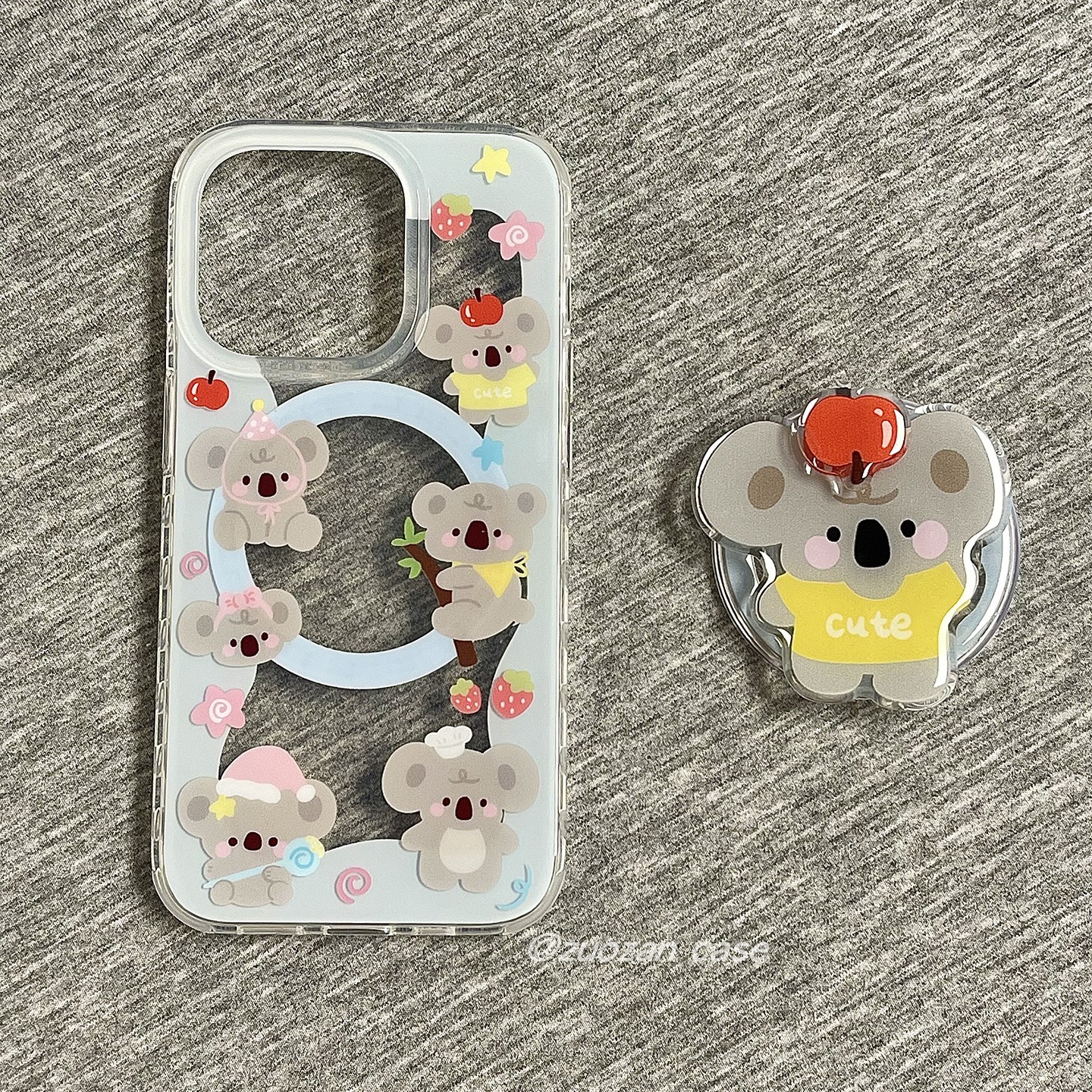 磁吸ins韩风卡通清新蓝围圈考拉适用苹果16手机壳iphone15pro新款14带支架13女16promax双层全包防摔手机套