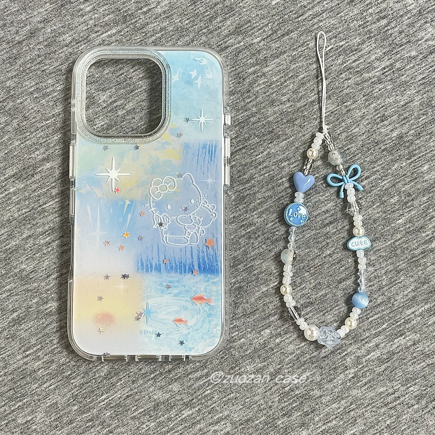 清新涂鸦图案拼接虚线条KT猫适用苹果16promax手机壳iphone15pro新款14创意13女16pro双层全包防摔手机套挂绳