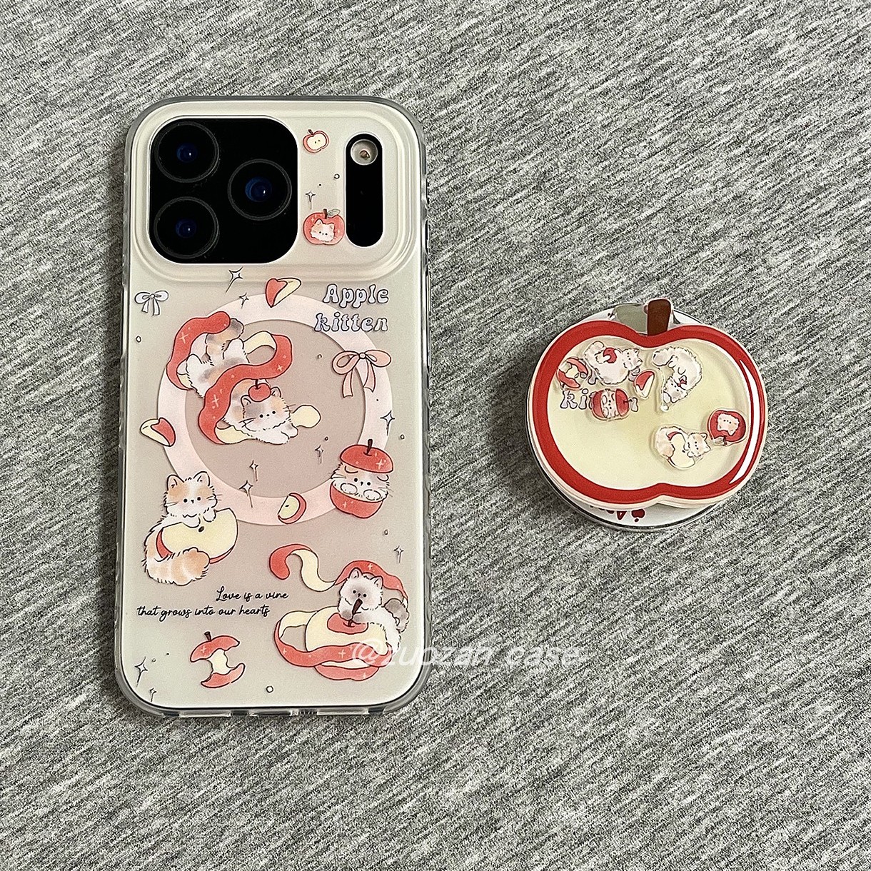 苹果16卡通红苹果猫咪手机壳