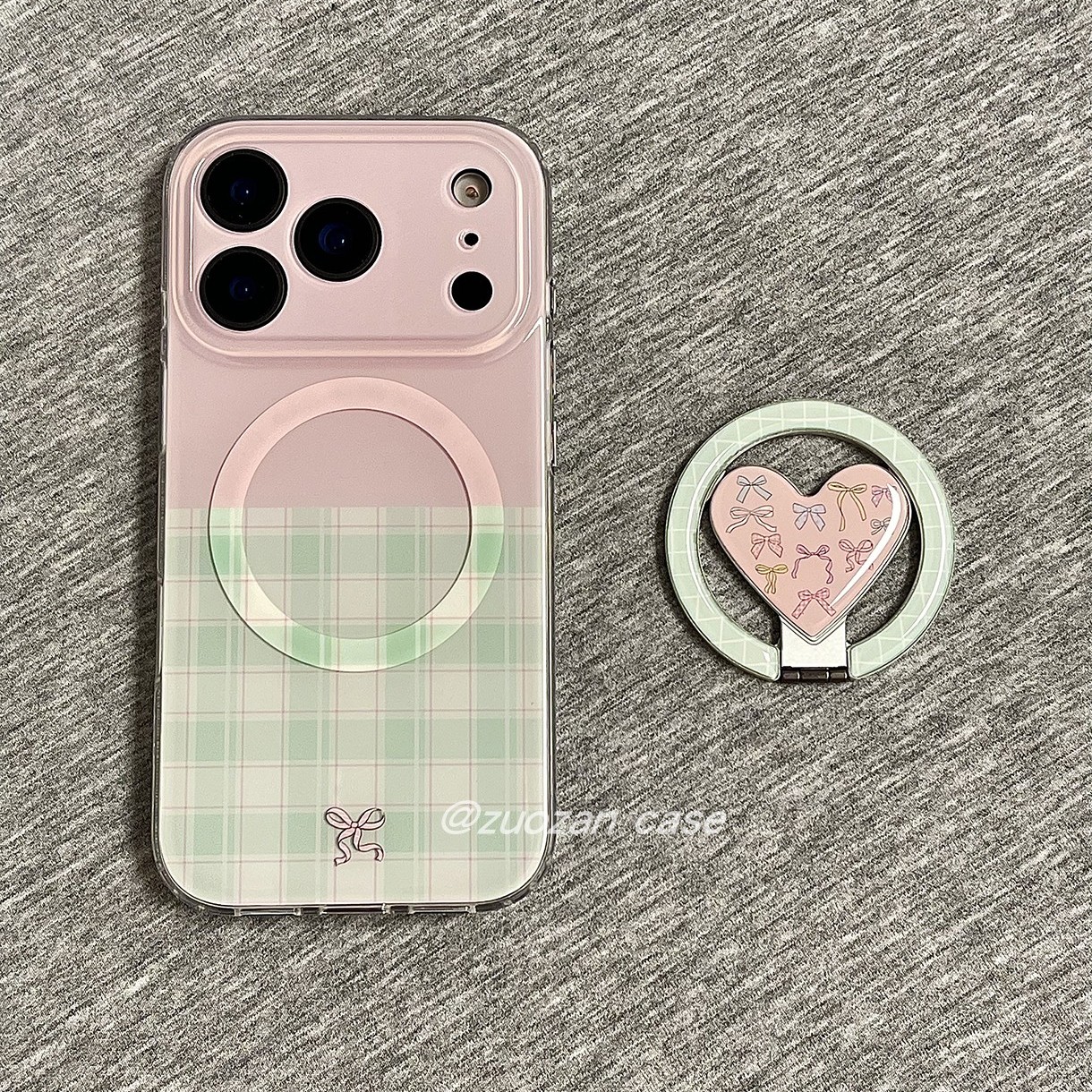 苹果16pro纯色磁吸蝴蝶结手机壳