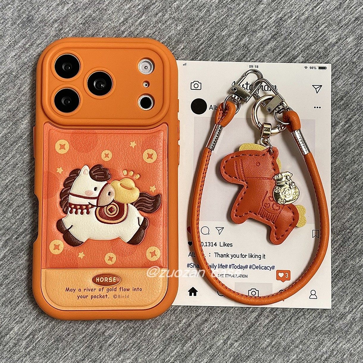 立体皮革橙色新年卡通金钱小马适用苹果17promax手机壳iphone16pro新款15带挂绳14个性13女17全包防摔保护套,3C数码配件,手机保护套/壳,淘宝优惠券,粉丝福利购,淘宝优惠卷