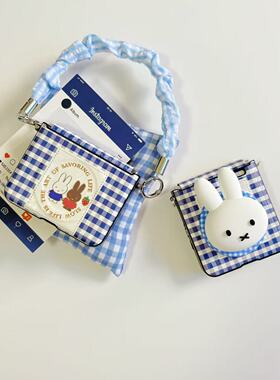 原创ins可爱蓝格子米菲兔适用于华为purax手机壳小折叠适用于荣耀magic v flip2磁吸壳适用于小米mixflip2代