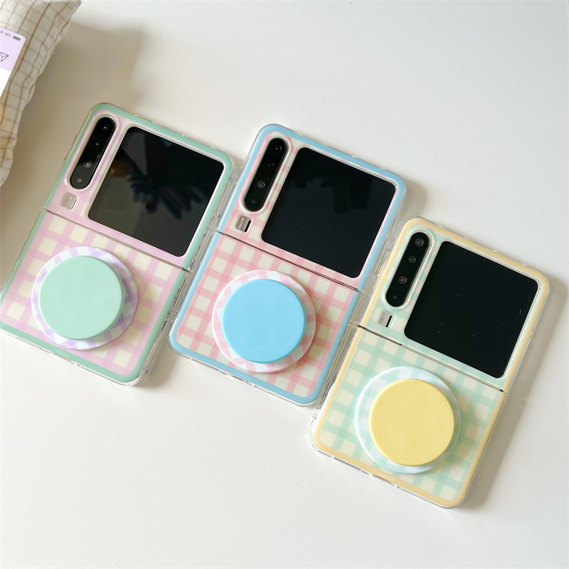ins夏日格子适用于华为purax手机壳适用于小米mixflip2磁吸硬壳适用于三星zflip7保护套适用于华为pocket2套