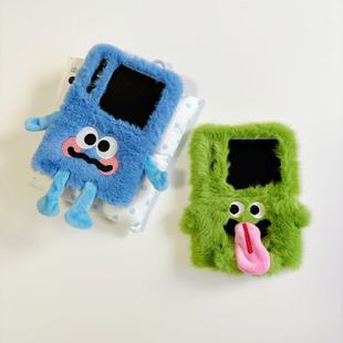 韩风可爱小精灵绿舌头适用于华为purax手机壳小折叠适用于小米mixflip2毛绒硬壳适用于三星zflip7