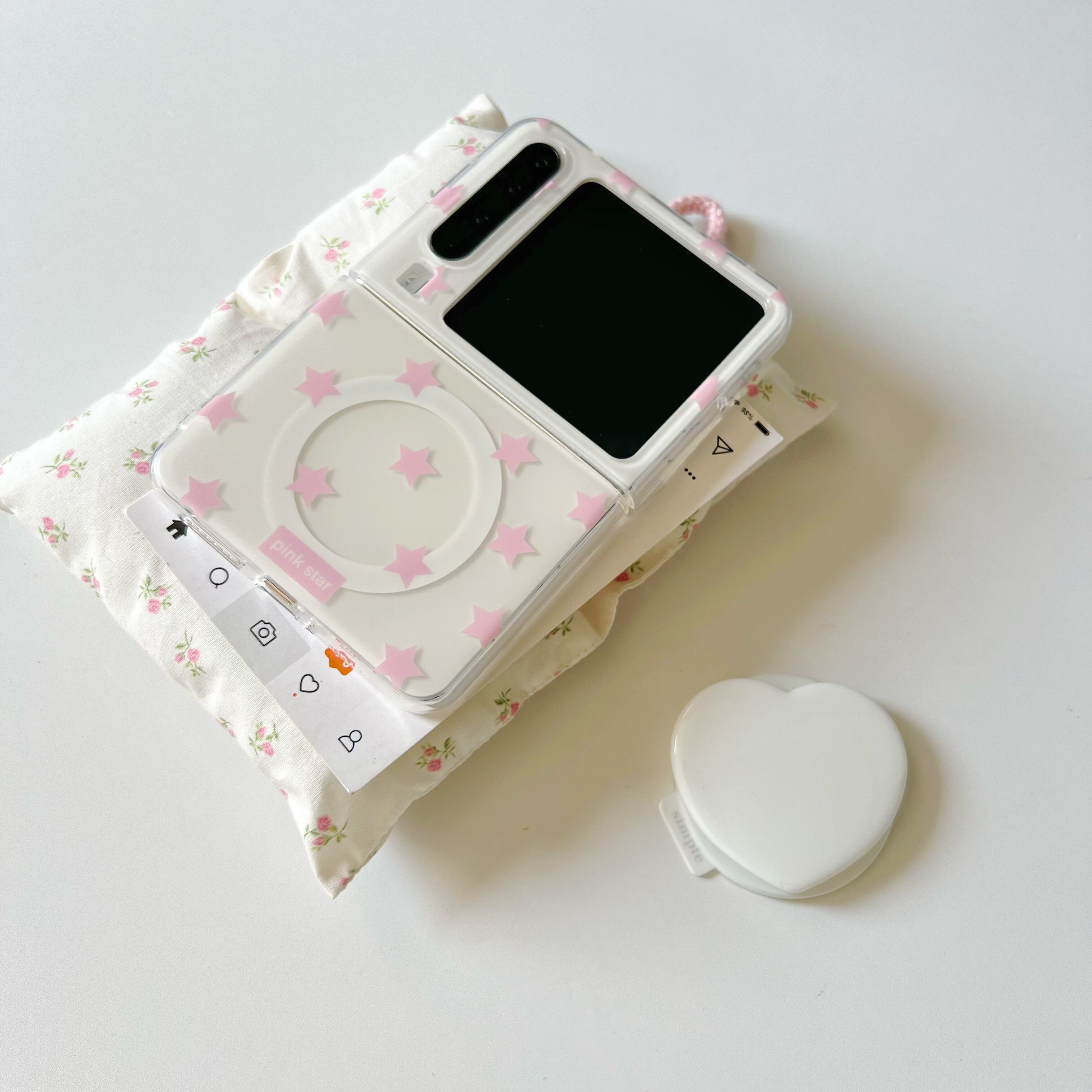 ins少女心粉星星适用于华为purax手机壳小折叠适用于小米mixflip2磁吸壳适用于华为pocket2保护套软边硬背壳