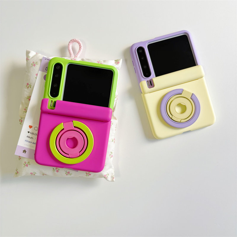 夏日高级感马卡龙撞色360支架适用于华为purax手机壳小折叠适用于小米mixflip2适用于三星zflip7磁吸保护套