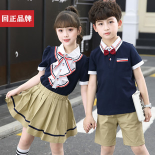 牌广州童装 新款 夏季 回正品 小孩学生校服班服男女童装 幼儿园服套装