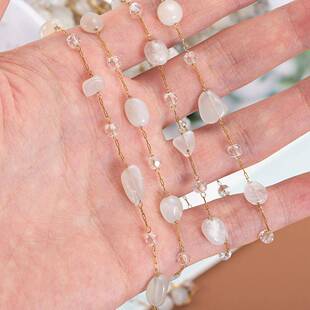 跨境热销不锈钢天然白晶碎石链条波斯玛瑙链手链串珠饰品配件