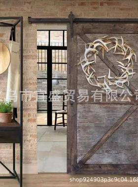 跨境圣诞节鹿角花环装饰品摆件设计仿真鹿角家居庭院装修农舍树脂