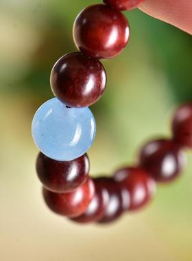 小叶紫檀手串镶嵌黄杨木镂空梅花背云时尚中国风复古手链女饰品