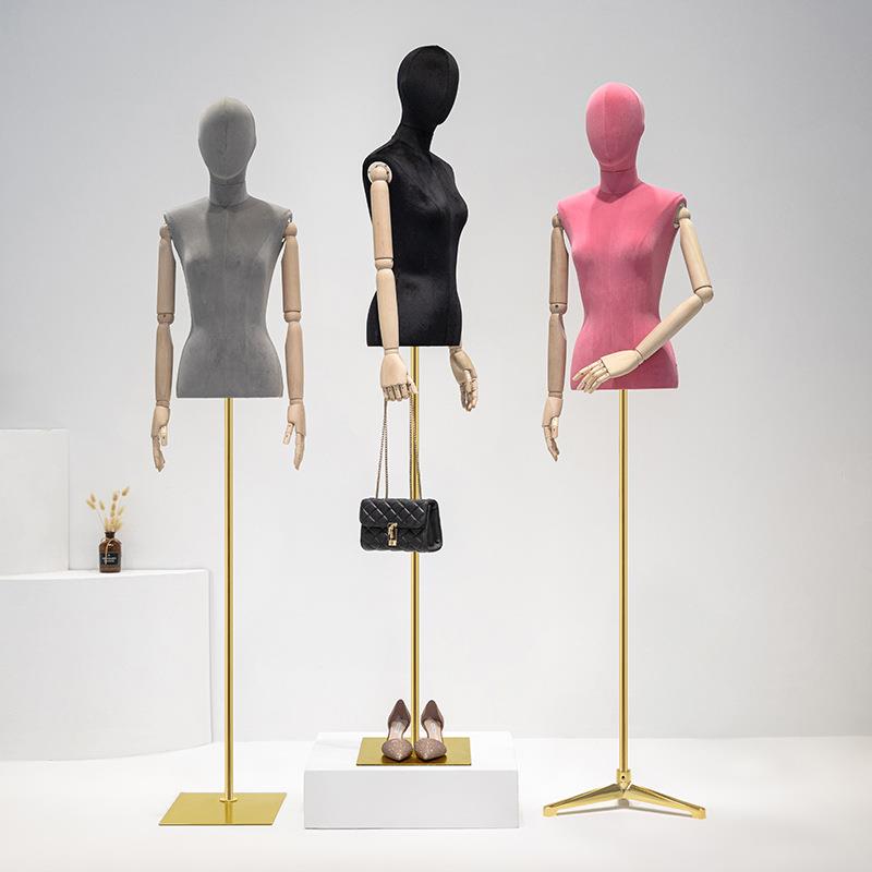 服装店天鹅绒模特道具女半身全身女装橱窗人台架子人偶模特展示架