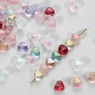 20颗爱心琉璃间隔珠极光透明捷克珠穿孔珠串珠散珠饰品配件