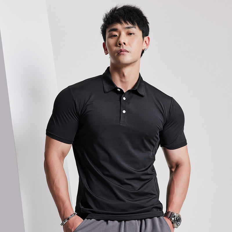 运动健身短袖polo衫短袖男速干透气显肌肉身材训练私人教练上衣