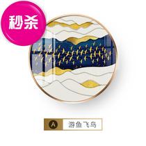 Modern light luxury g round living room decoration painting simple atmospheric fish Abstract mural wall hanging in porch dining room