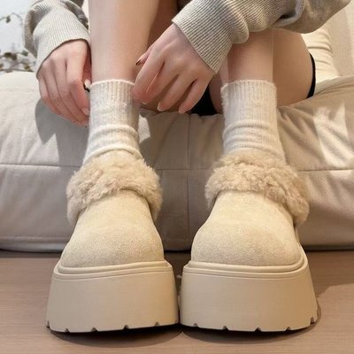 厚底两穿雪地毛毛拖鞋女款2025冬季新款百搭加绒加厚保暖勃肯棉鞋