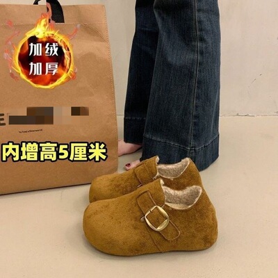 加绒勃肯鞋女2025冬季新款外穿全包懒人一脚蹬保暖厚底休闲毛毛鞋