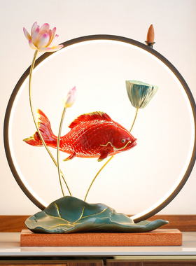 年年有余 余办公室招财摆件客厅酒柜电视柜锦鲤鱼家居装饰品乔迁