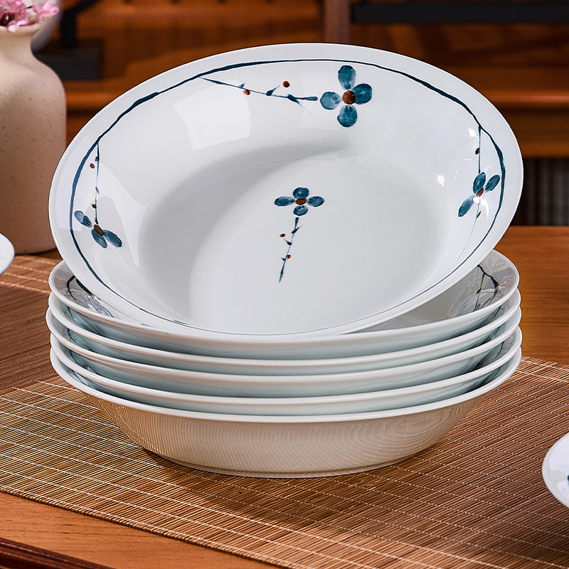 加厚陶瓷盘子菜盘家用2025新款釉下彩餐具米饭碗吃菜盘碟组合套装,餐饮具,盘,淘宝优惠券,粉丝福利购,淘宝优惠卷