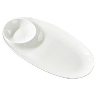 虾盘水饺盘创意纯白陶瓷家用带醋碟饺子盘小酥肉卤水盘薯条盘菜盘