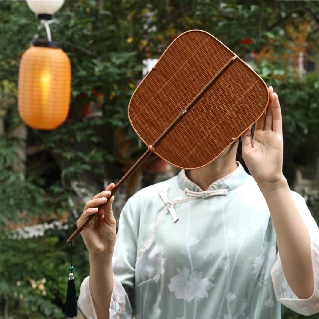 竹编扇老式夏季竹子腰团扇夏天纳凉国风汉服舞蹈道具非遗手工蒲扇