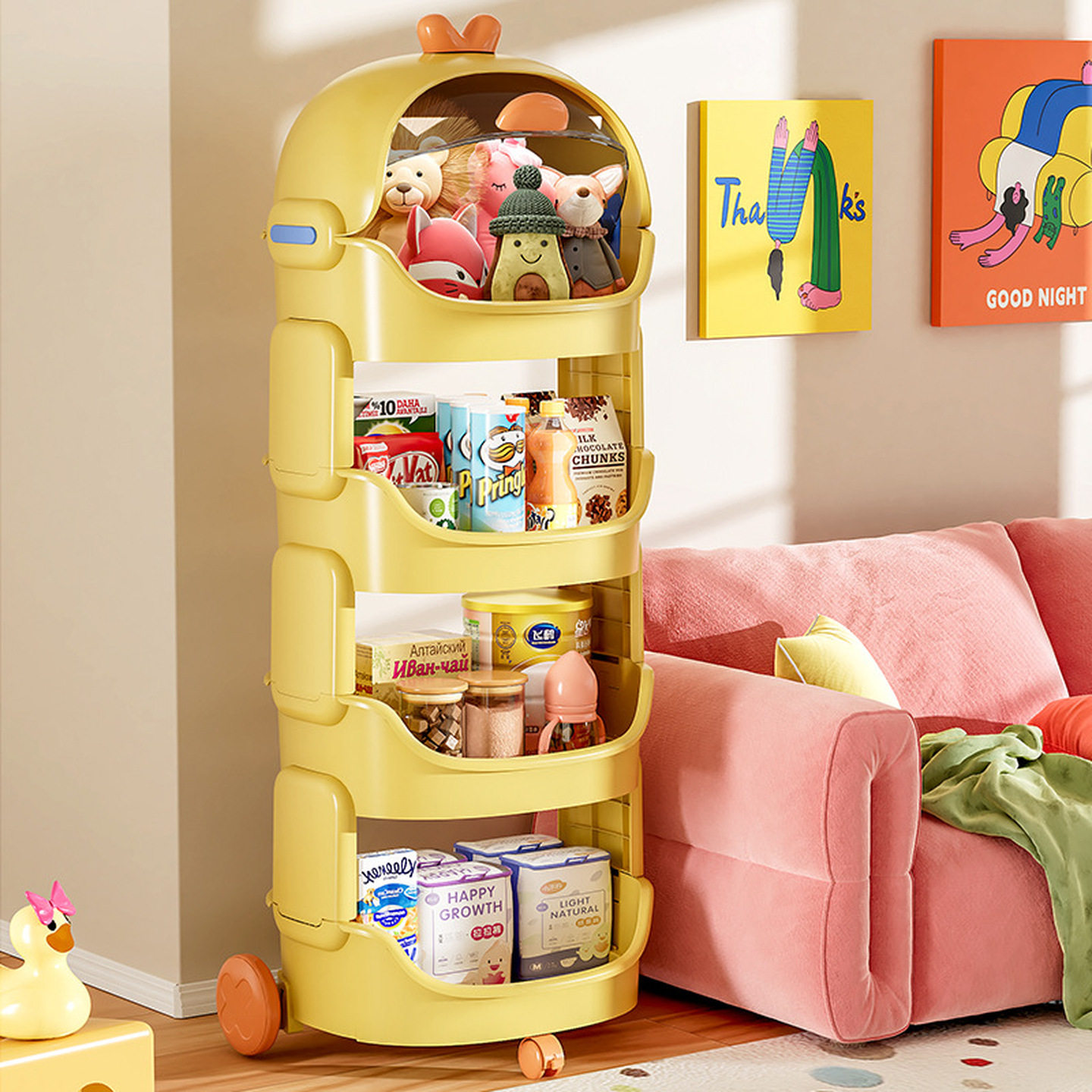 沙发边零食柜客厅边几宿舍可移动收纳小推车茶几床头大容量置物架