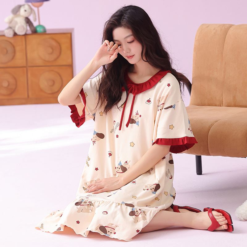 奶呼呼睡裙少女甜美可爱超萌法式公主风带胸垫睡衣吊带睡裙家居服