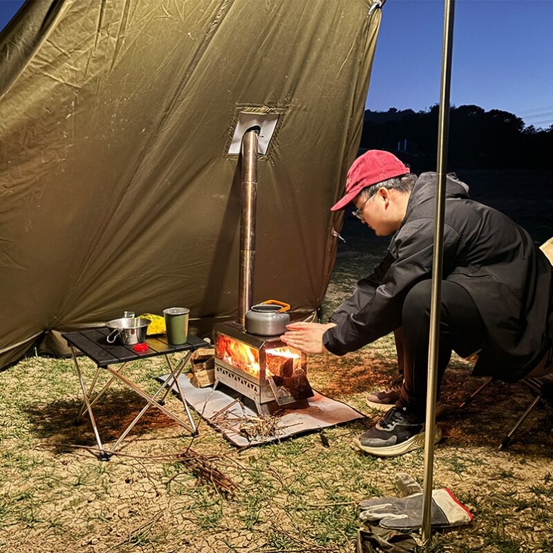 焚火帐篷户外野露营登山徒步过夜冬季防火柴火炉烟囱口防烫庇护所