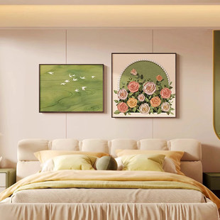 床头画卧室挂画轻奢高级感主卧东墙温馨装饰画夫妻氛围感小众壁画