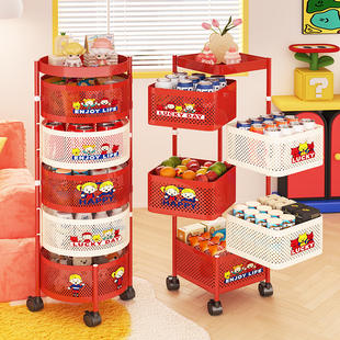 沙发边零食柜客厅大容量高颜值边柜玩具收纳架可移动小推车置物架