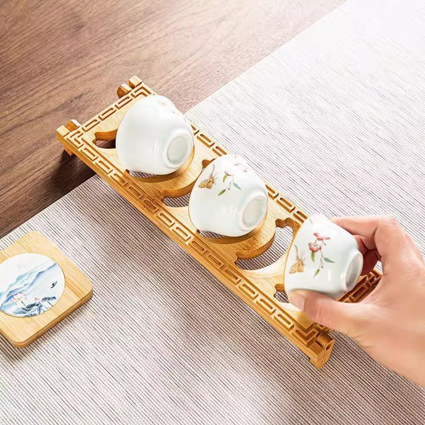 晾壶架复古功夫茶具收纳架紫砂壶盖托创意桌面茶杯沥水架盖碗晒架