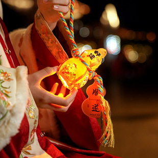 正月十五元宵节灯笼2026宝宝过年手提发光花灯儿童春节宫灯材料包