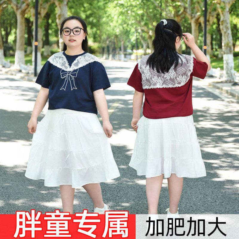 胖童装女童加肥加大连衣裙高级感宽松夏季穿搭套装显瘦胖女童裙子