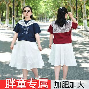 胖童装女童加肥加大连衣裙高级感宽松夏季穿搭套装显瘦胖女童裙子