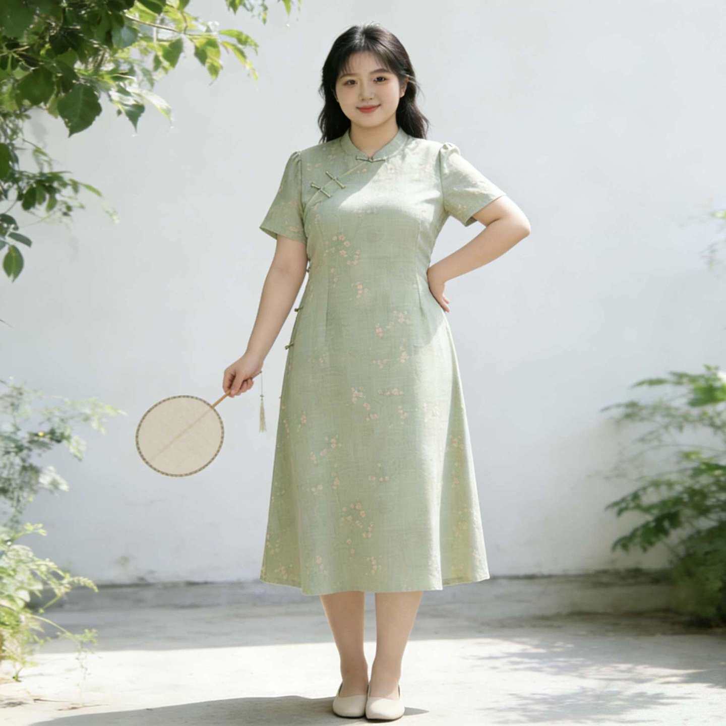 大码胖mm巨遮肚旗袍中式国风改良加肥加大显瘦胖妹妹连衣裙子大气