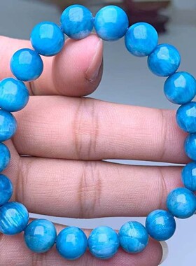 蓝磷灰手串天然老矿五行强力补水财磷灰石原矿情侣佛珠手链饰礼物