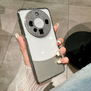 奢华星河闪粉适用华为的mate60pro+手机壳新款女mate70pro透明50镜头全包p60保护套mt40高级感防摔pura70外壳