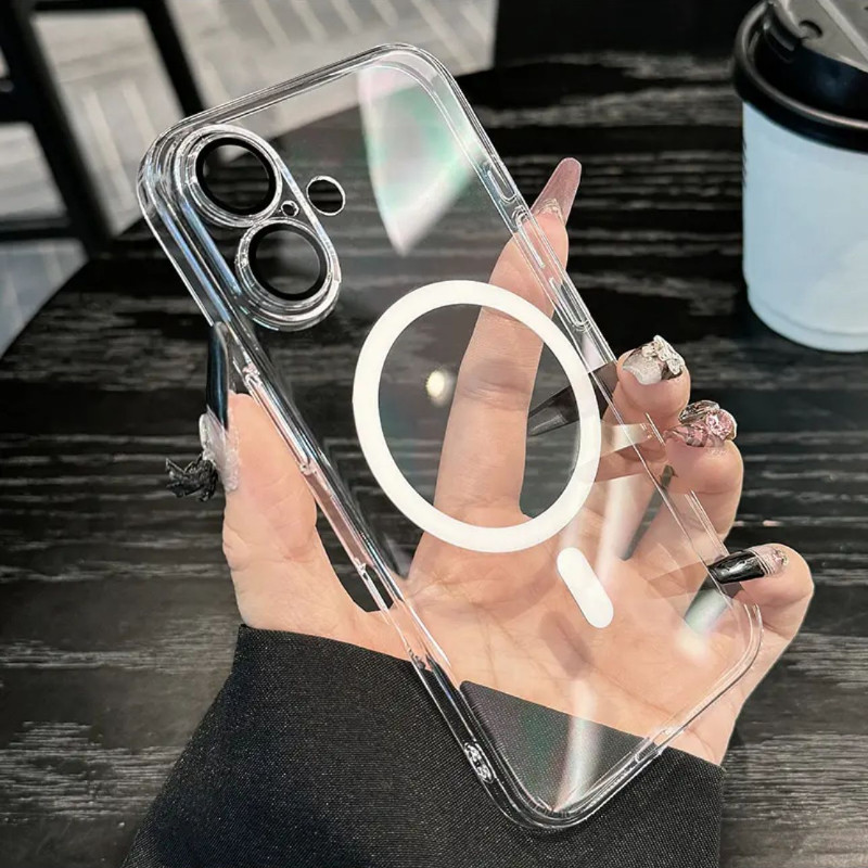 高透亚克力适用苹果16promax手机壳新款iPhone15pro自带镜头膜13/14透明磁吸无线充12全包超薄硬壳plus