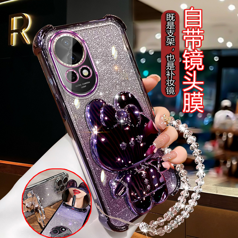 适用华为nova12手机壳全包镜头BLK-AL00四角气囊防摔Nova12Pro闪粉套带支架n0va12Ultra高级创意潮12por硅胶