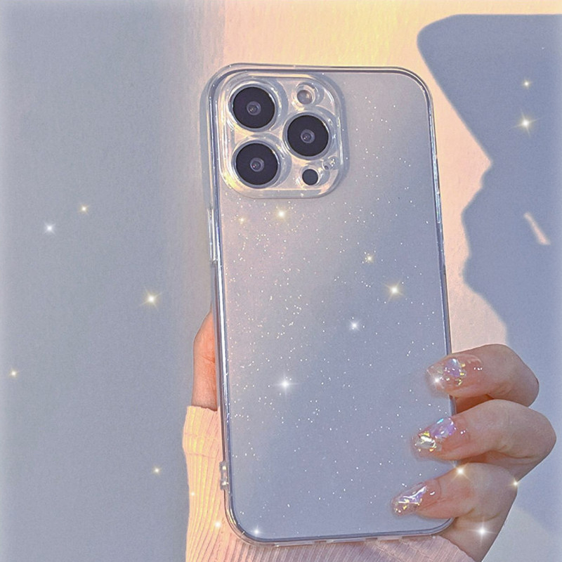 星空闪粉手机壳iphone12仙女13promax透明适用苹果12promax简约软壳X网红11高级14promax女神气质细闪保护套