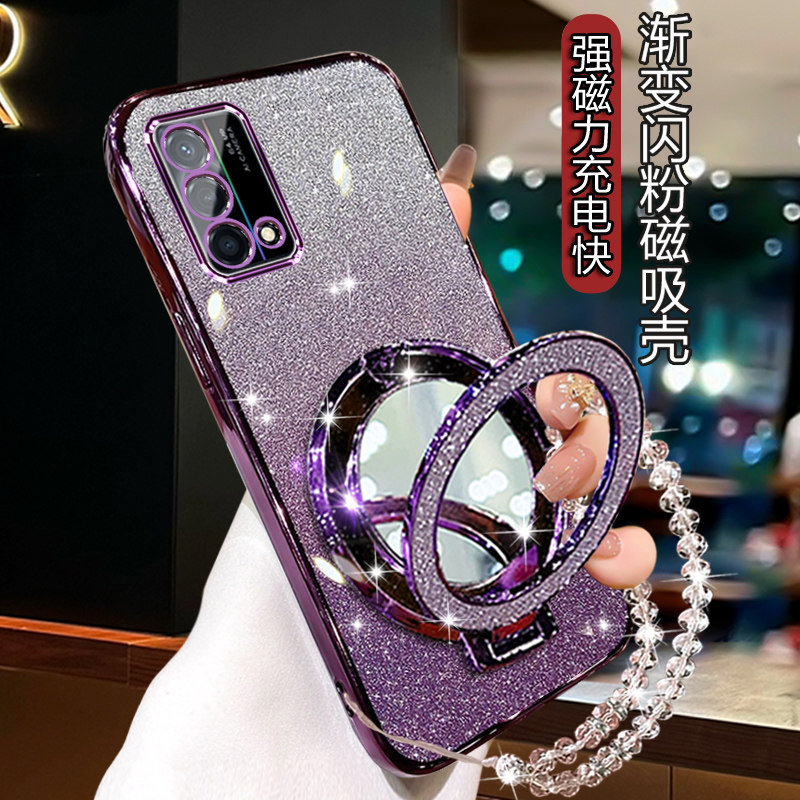 OPPOK9手机壳5Goppok9pro新款0PP0k9s四角气囊防摔K10活力版透明闪粉磁吸支架PERM10高级感全包opook9por套女