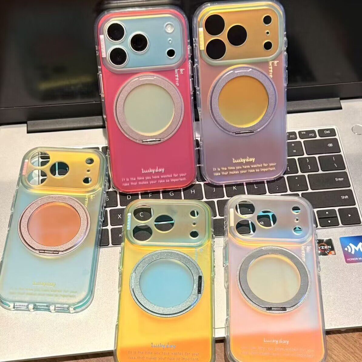 ins韩系高级感磨砂渐变旋转支点壳17适用17pro苹果17ProMax手机壳iPhone16全包14新款16Promax保护套女好看的