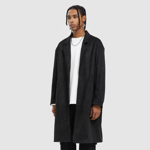 麂皮绒2021年春秋季西装领大衣