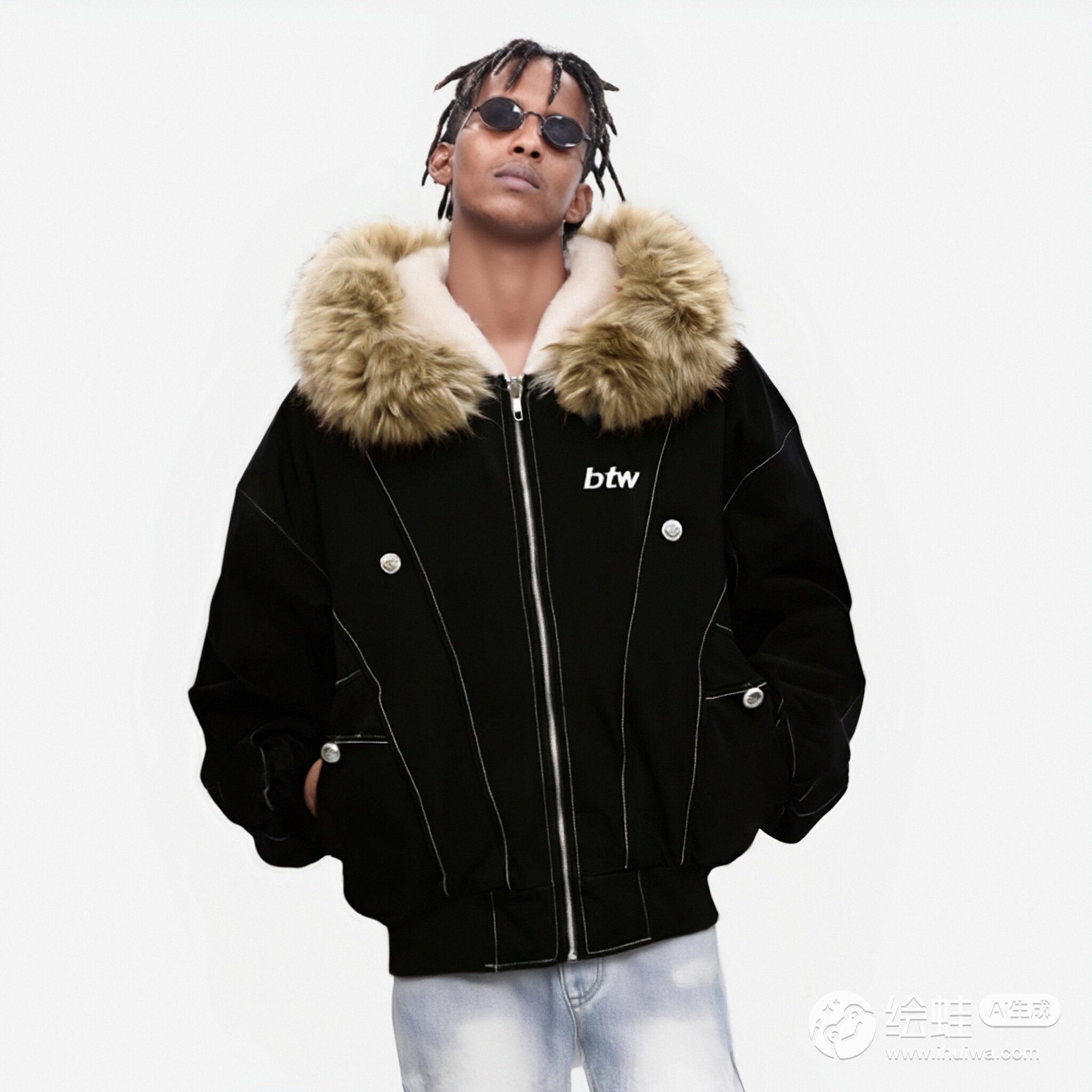 BTW（服饰）美式复古毛领派克服男女同款冬季加厚棉服宽松外套,女装/女士精品,派克服,淘宝优惠券,粉丝福利购,淘宝优惠卷
