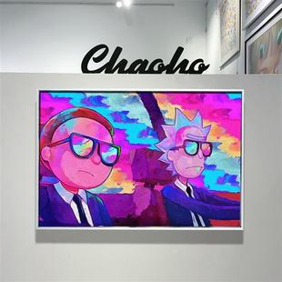 and 饰rick morty海报壁画 画挂画电竞房间装 瑞克和莫蒂潮玩卡通版