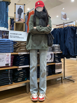 浅色窄版直筒牛仔裤女春夏2025年新款高腰显瘦小个子加长烟管裤女