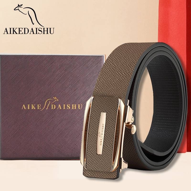 爱马男仕男士无牙自动扣内穿真牛皮腰带正装商务休闲裤带皮带礼物