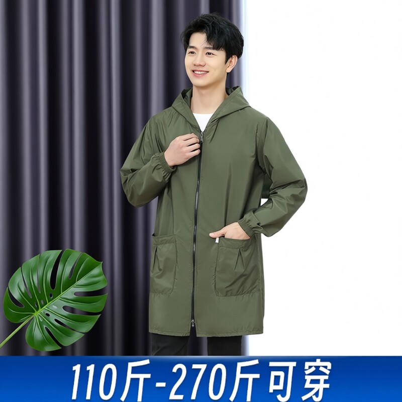 罩衣男工作服长袖防水防油男款大人秋冬护衣纯色大褂家用厨房围裙
